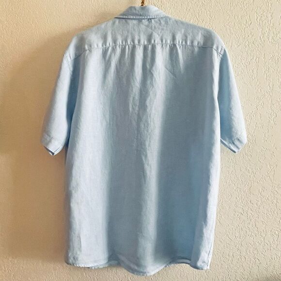 Retro Vintage Y2K LeClub Linen Short Sleeve Button Up Casual Summer Shirt - Picture 8 of 15